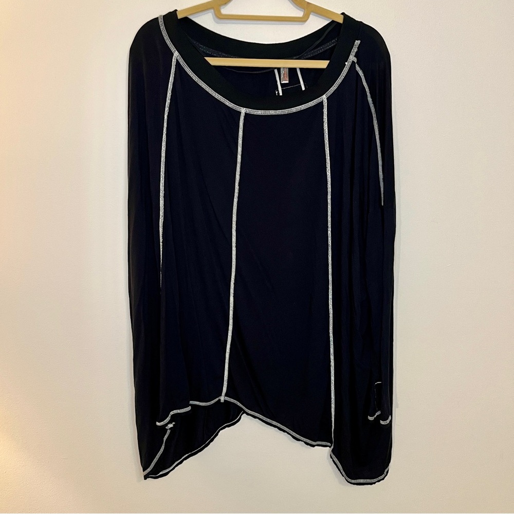 Free People Black Split Back Tunic Top